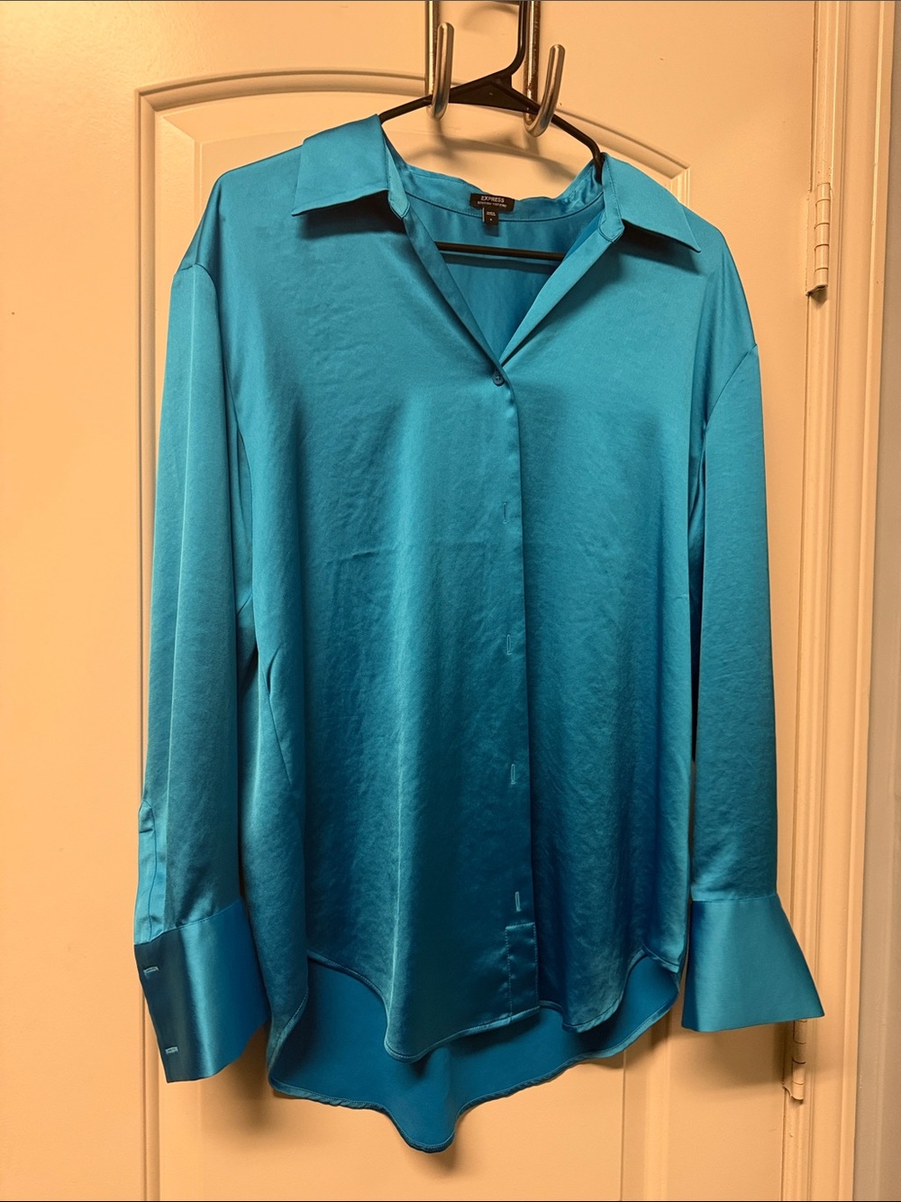Express women’s boyfriend portifino satin shirt